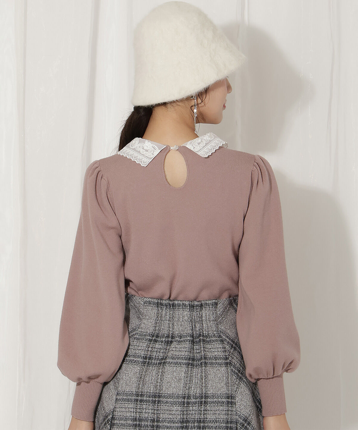 WILLSELECTION「ボリュームスリーブレースカラープルオーバー」|ニット・セーター|