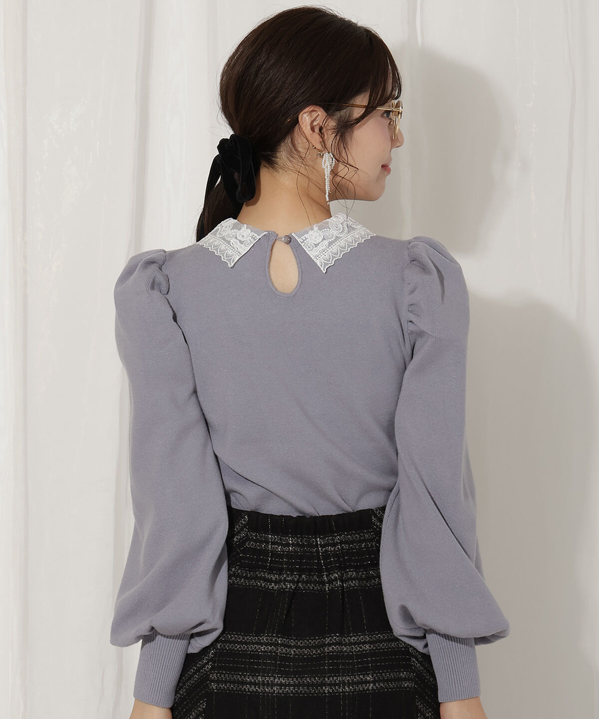 WILLSELECTION「ボリュームスリーブレースカラープルオーバー」|ニット・セーター|