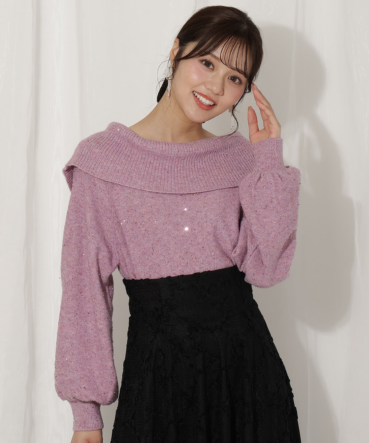 WILLSELECTION「ラメオフタートルニットプルオーバー」|ニット・セーター|