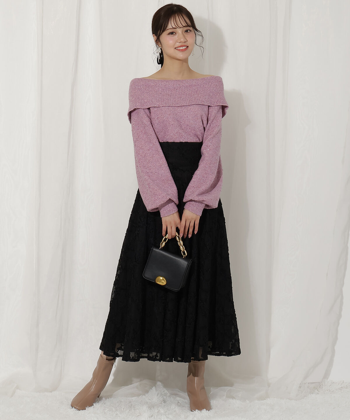 WILLSELECTION「ラメオフタートルニットプルオーバー」|ニット・セーター|