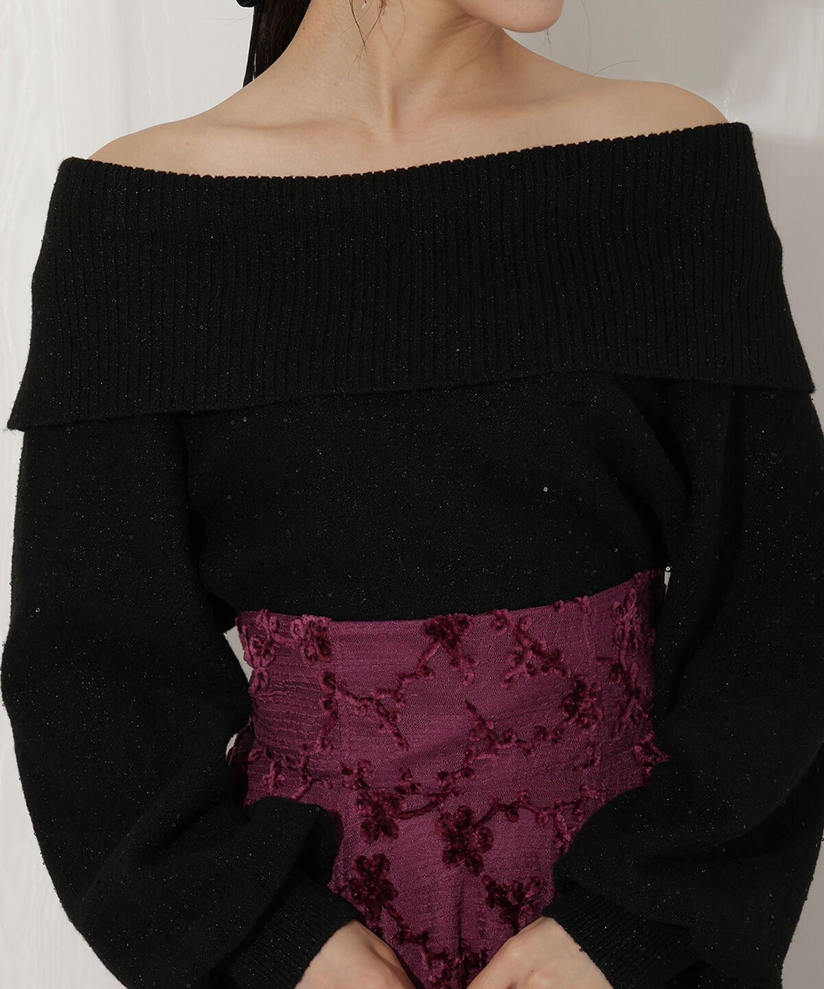 WILLSELECTION「ラメオフタートルニットプルオーバー」|ニット・セーター|