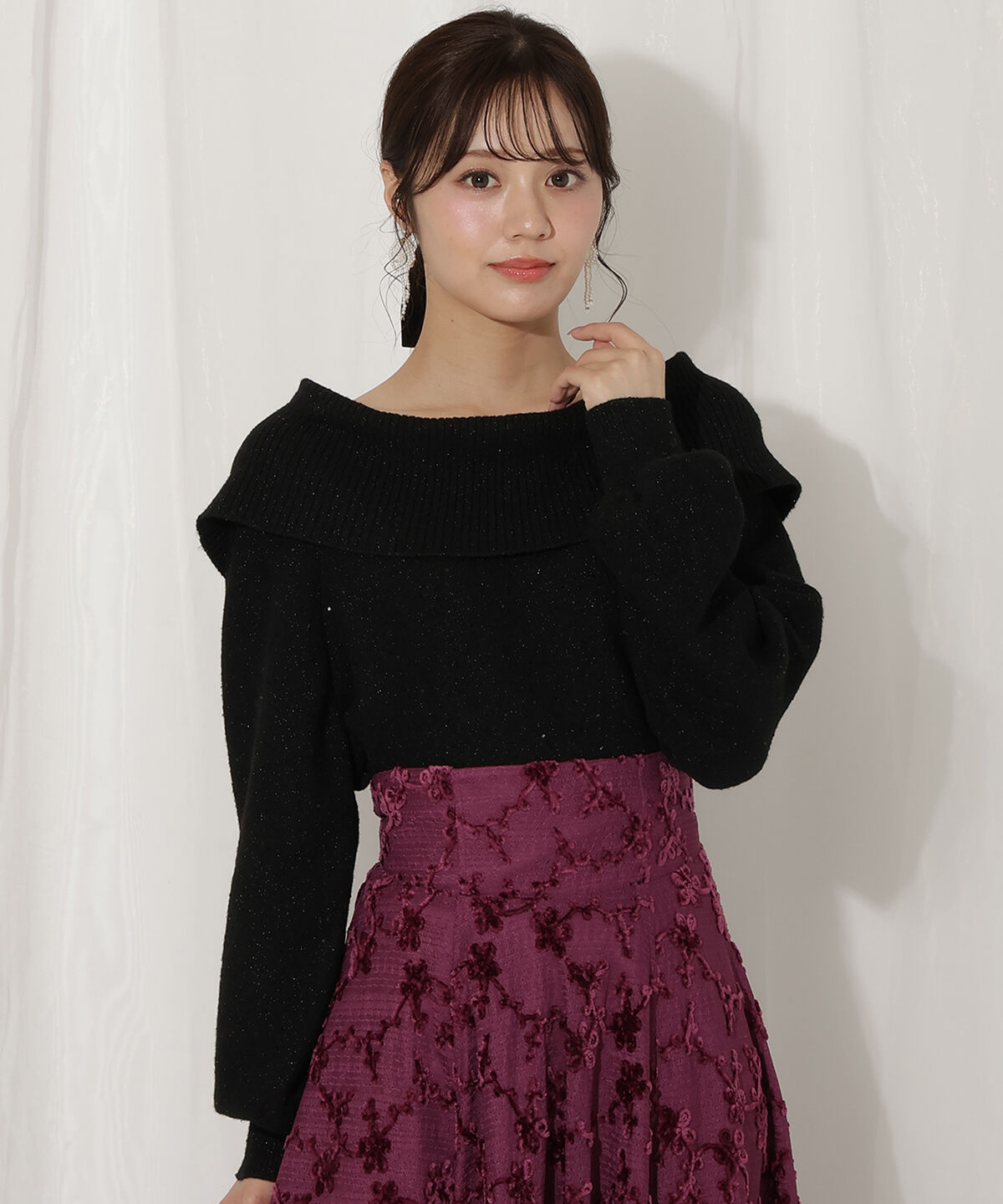 WILLSELECTION「ラメオフタートルニットプルオーバー」|ニット・セーター|