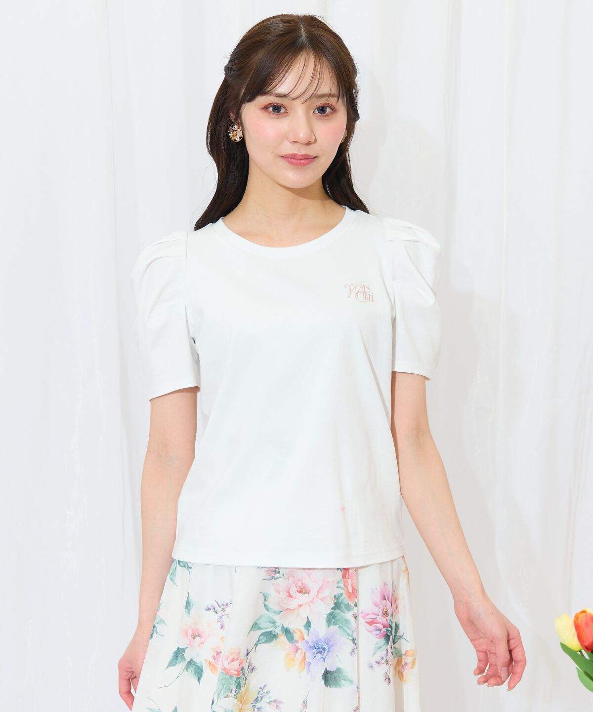 WILLSELECTION「タックスリーブロゴ刺繍トップス」|Tシャツ・カットソー|