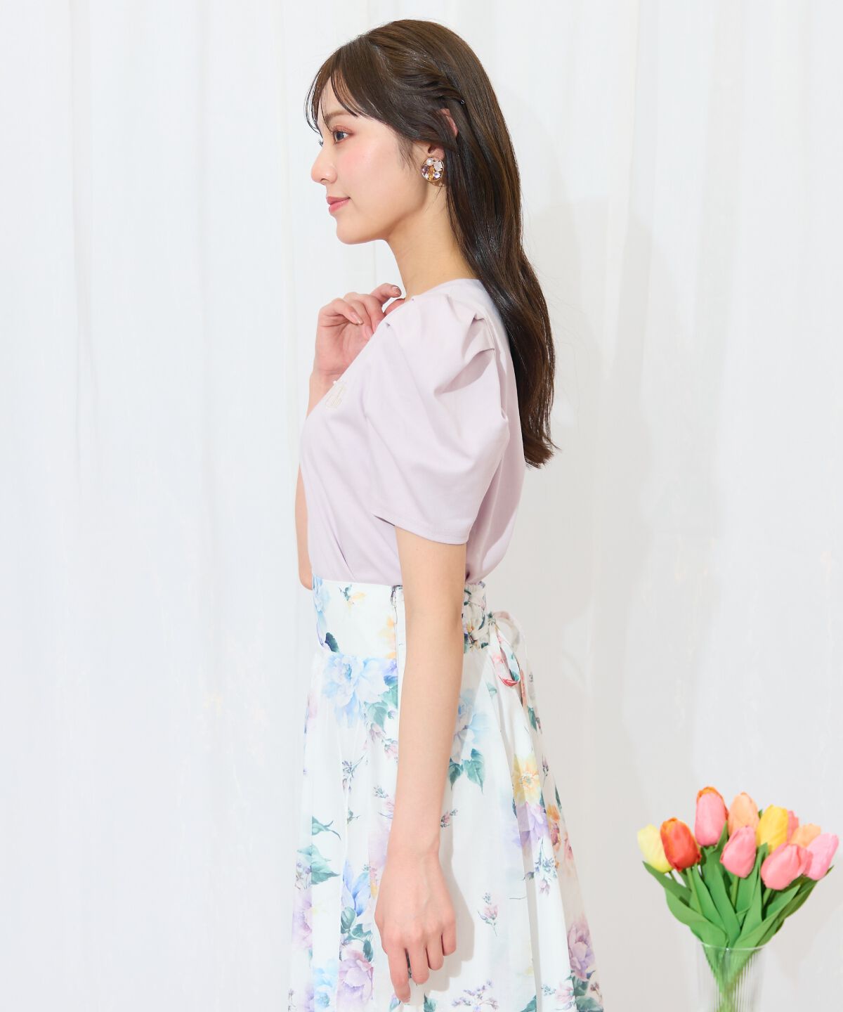 WILLSELECTION「タックスリーブロゴ刺繍トップス」|Tシャツ・カットソー|