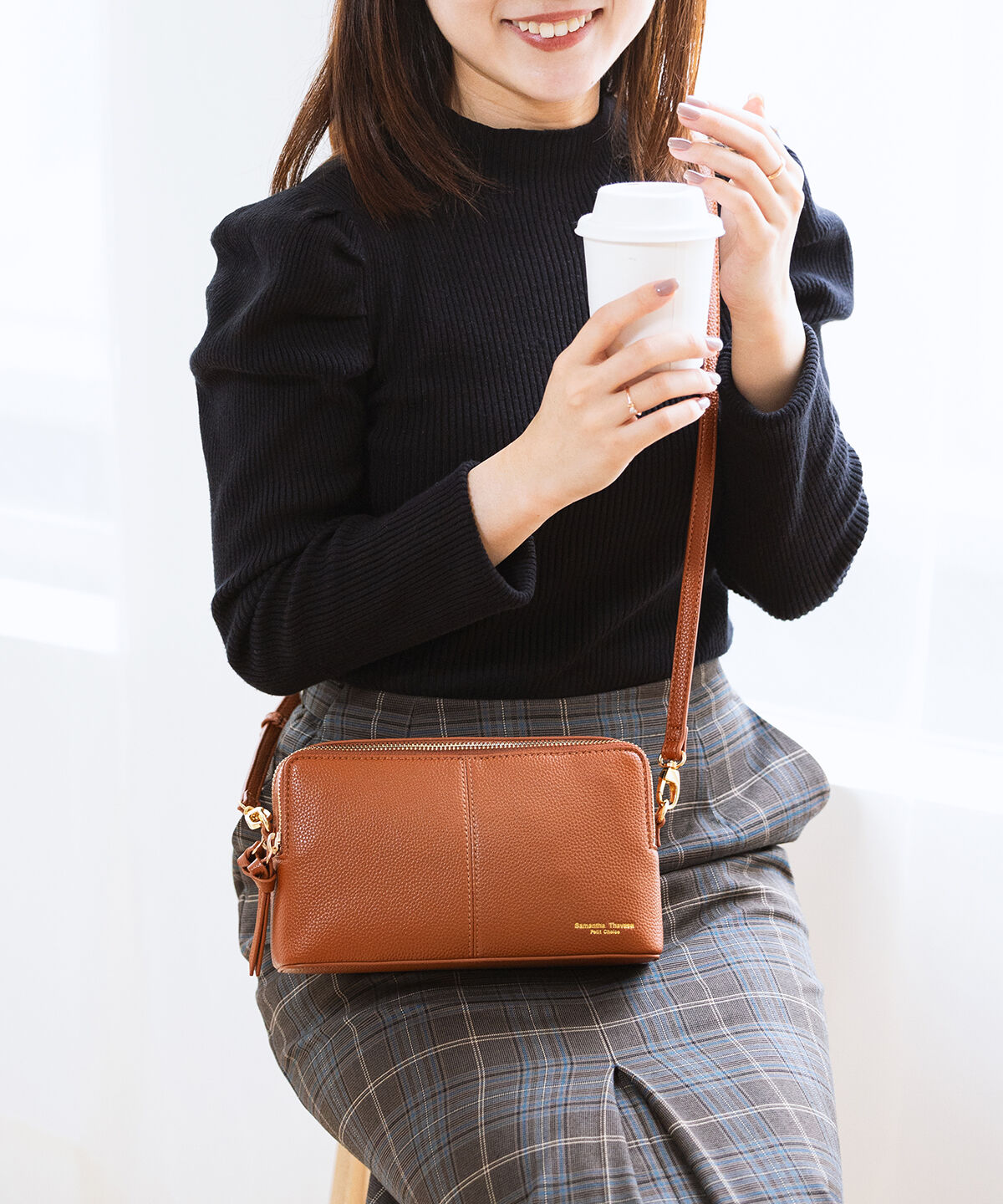 Samantha Thavasa Petit Choice「センターステッチミニショルダーバッグ」|ショルダー・メッセンジャー|ブラウン