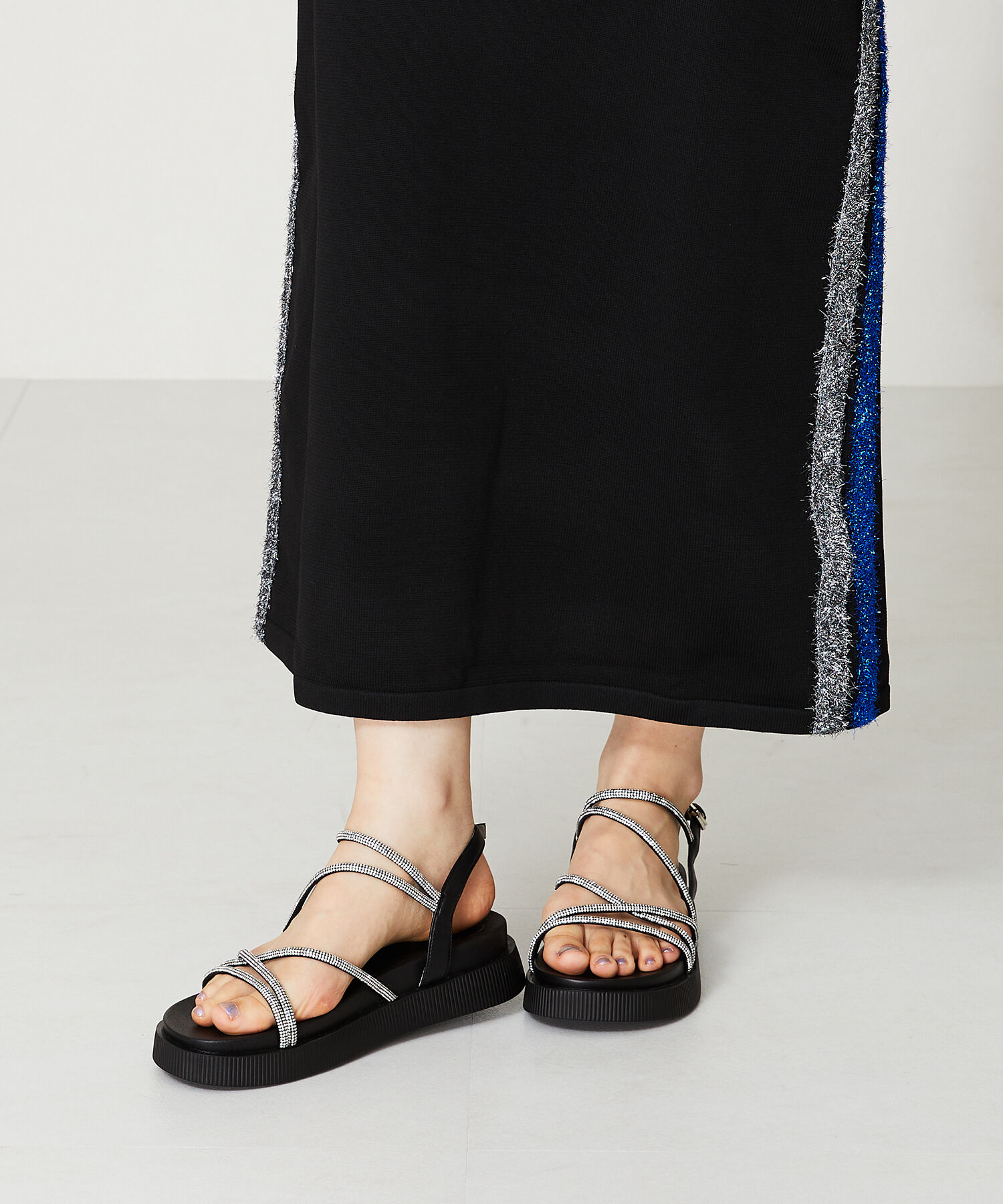 ORiental TRaffic「【追加】ラインストーンストラップサンダル/41217 サンダル 人気 トレンド 売れてる ラインストーン」|サンダル|