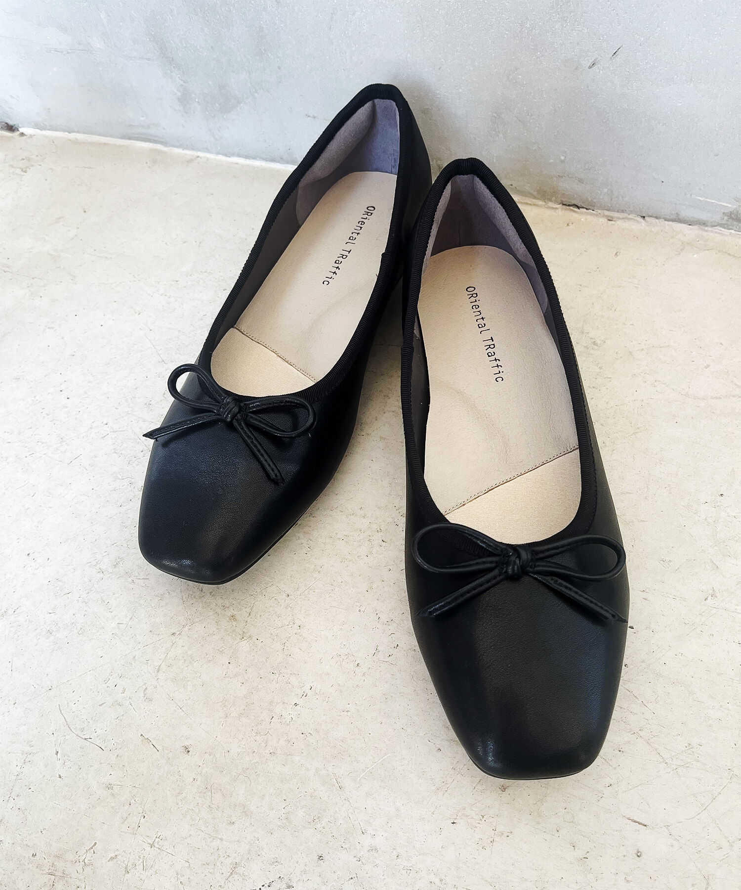 ORiental TRaffic「【WEB限定】 スクエアトゥ バレエシューズ /R-4009 フラット 軽い  厚手クッション」|パンプス|