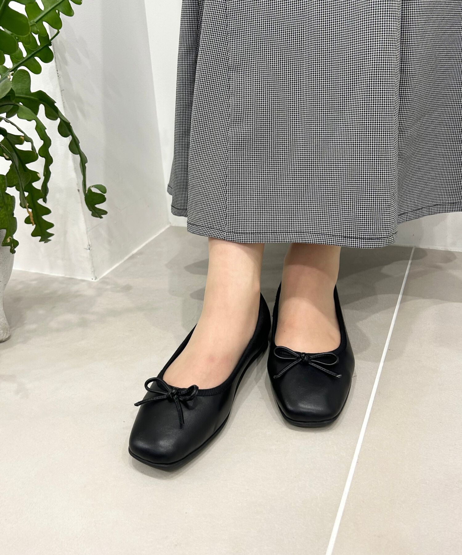 ORiental TRaffic「【WEB限定】 スクエアトゥ バレエシューズ /R-4009 フラット 軽い  厚手クッション」|パンプス|