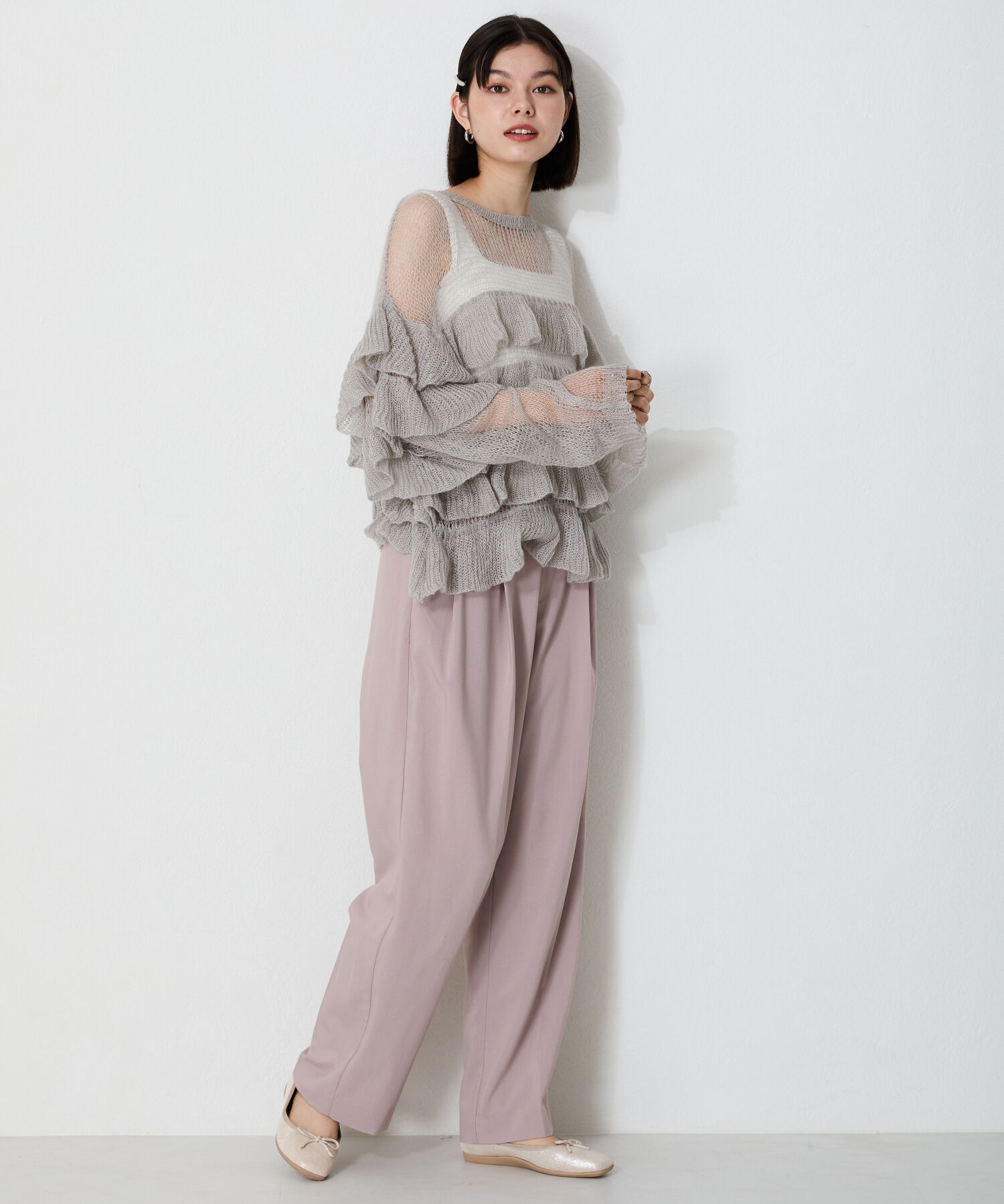 ORiental TRaffic「【WEB限定】 スクエアトゥ バレエシューズ /R-4009 フラット 軽い  厚手クッション」|パンプス|