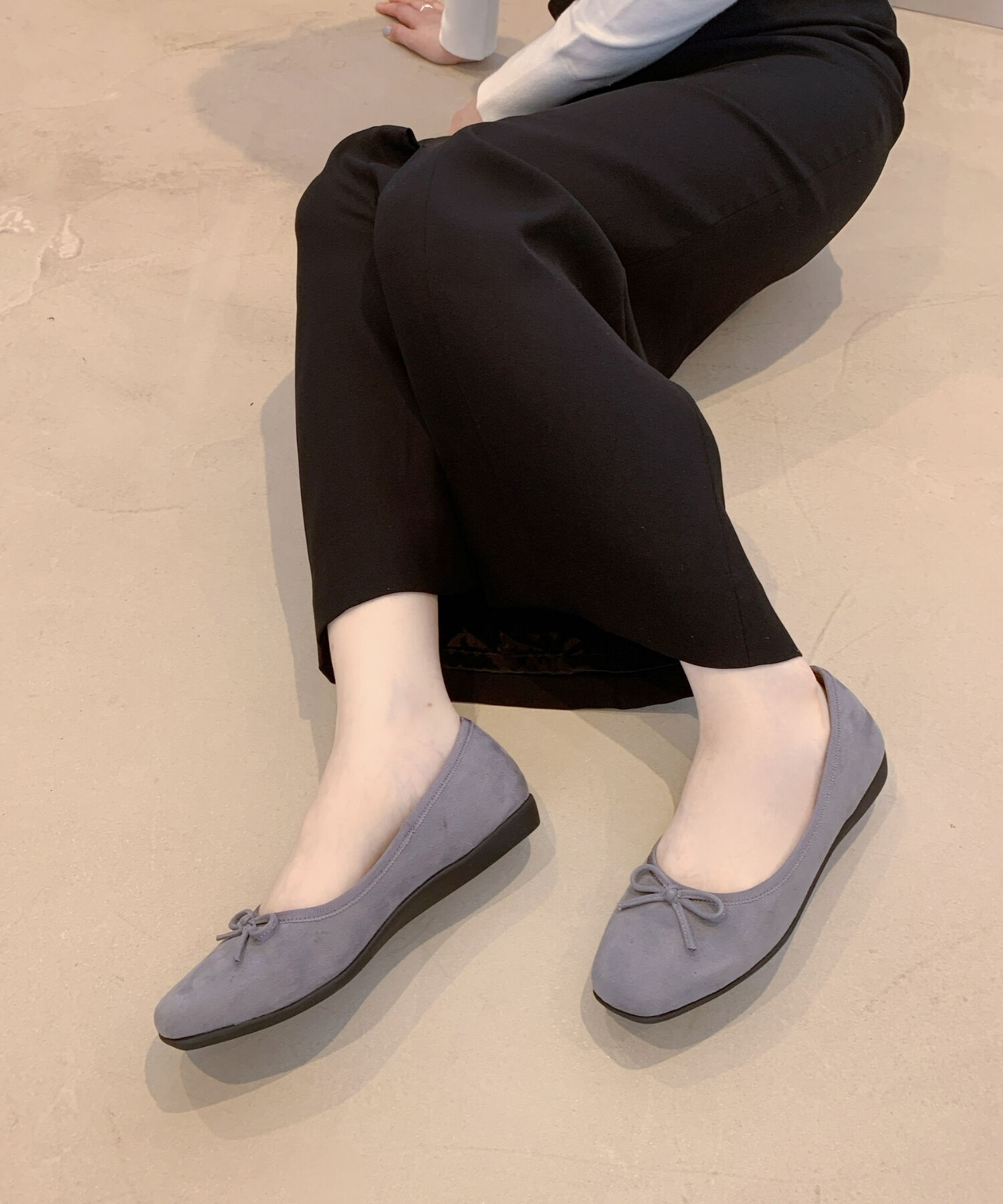 ORiental TRaffic「【WEB限定】 スクエアトゥ バレエシューズ /R-4009 フラット 軽い  厚手クッション」|パンプス|GREY