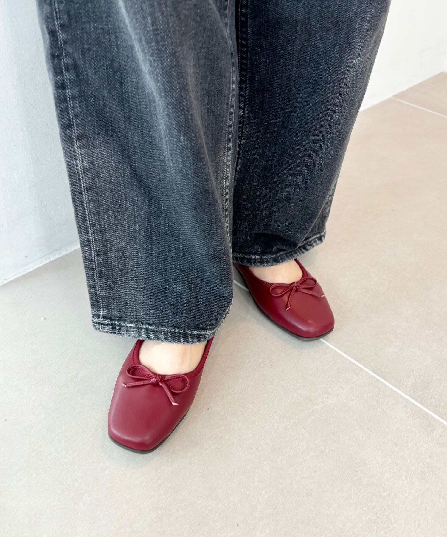 ORiental TRaffic「【WEB限定】 スクエアトゥ バレエシューズ /R-4009 フラット 軽い  厚手クッション」|パンプス|