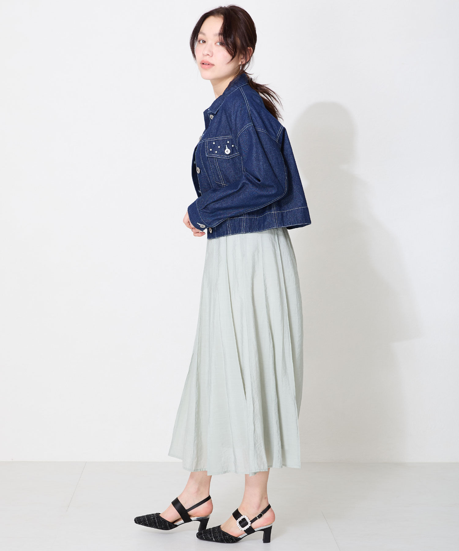 ORiental TRaffic「●2025春夏新作●ビジューストラップツイードパンプス/51115」|パンプス|