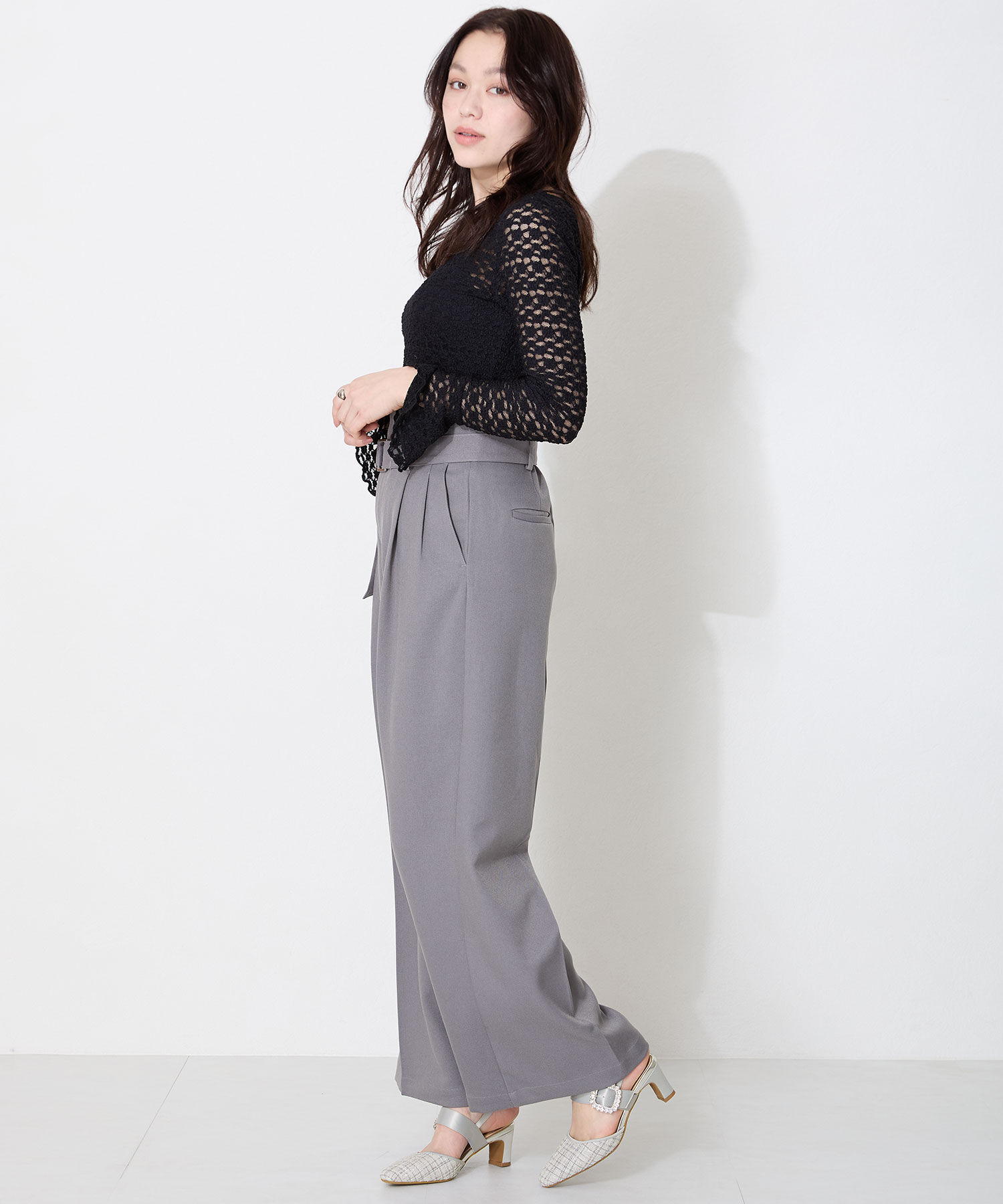 ORiental TRaffic「●2025春夏新作●ビジューストラップツイードパンプス/51115」|パンプス|