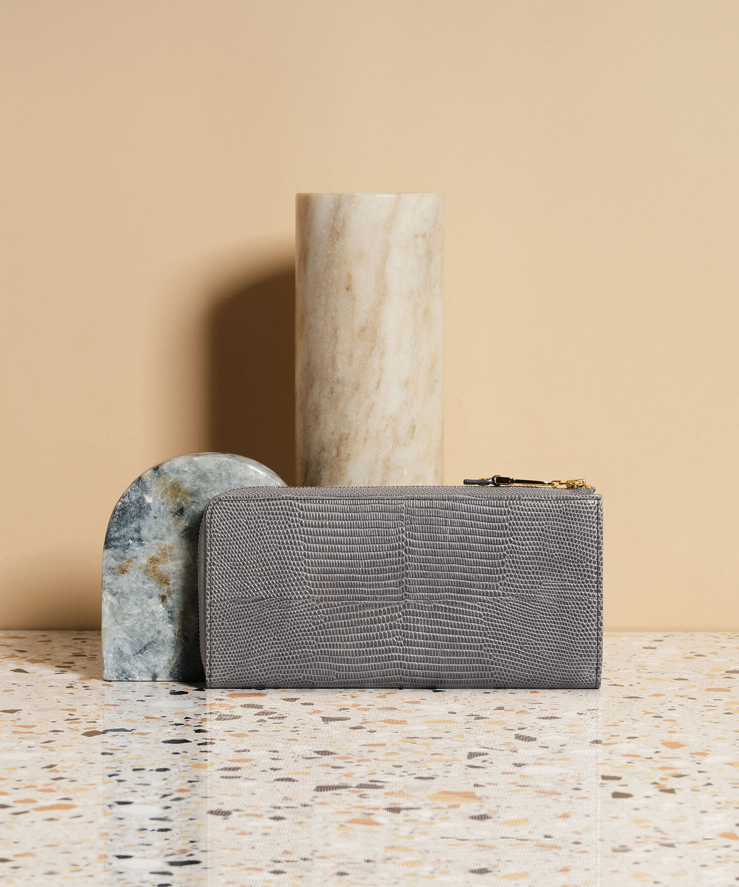 TOPKAPI 「イタリアンレザー・リザード型押し・Lファスナー長財布マチ付き LUCIA[ルチア]」|財布|ミディアムグレー