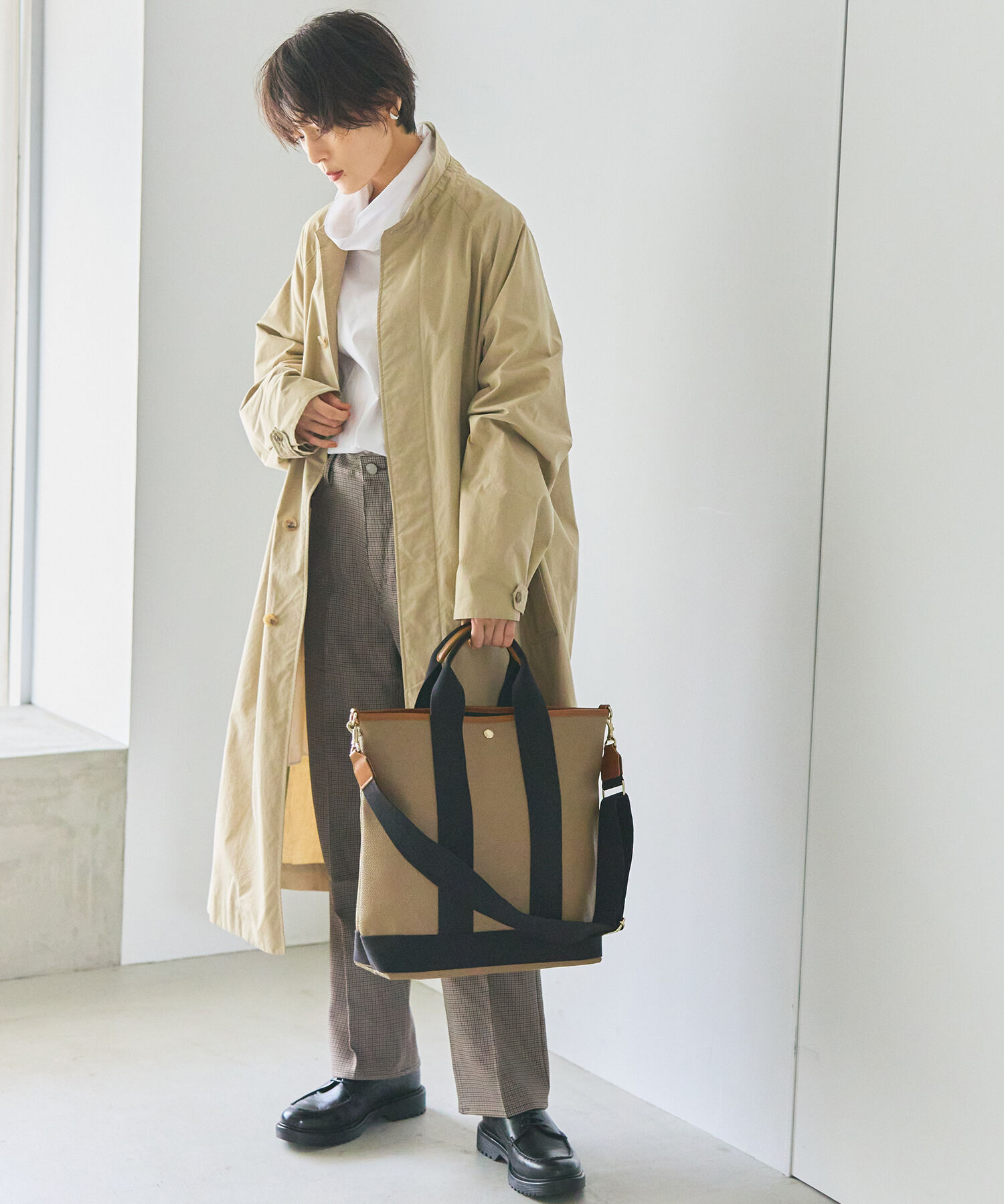 TOPKAPI BREATH「スコッチグレイン ネオレザー 縦型 A4 トート バッグ ショルダー付き L」|ショルダー・メッセンジャー|