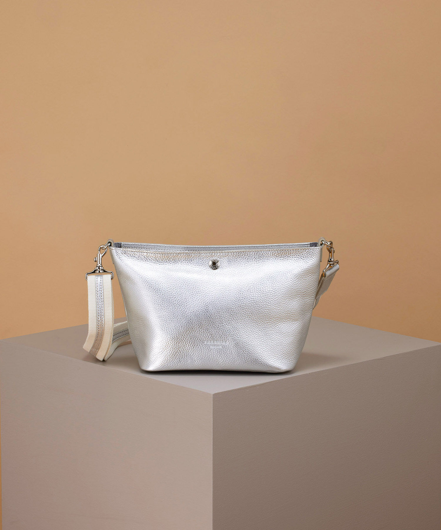 TOPKAPI TREASURE「【TREASURE TOPKAPI】 ソフトシュリンク テープ コンビ レザー ミニショルダーバッグ」|ショルダー・メッセンジャー|シルバー