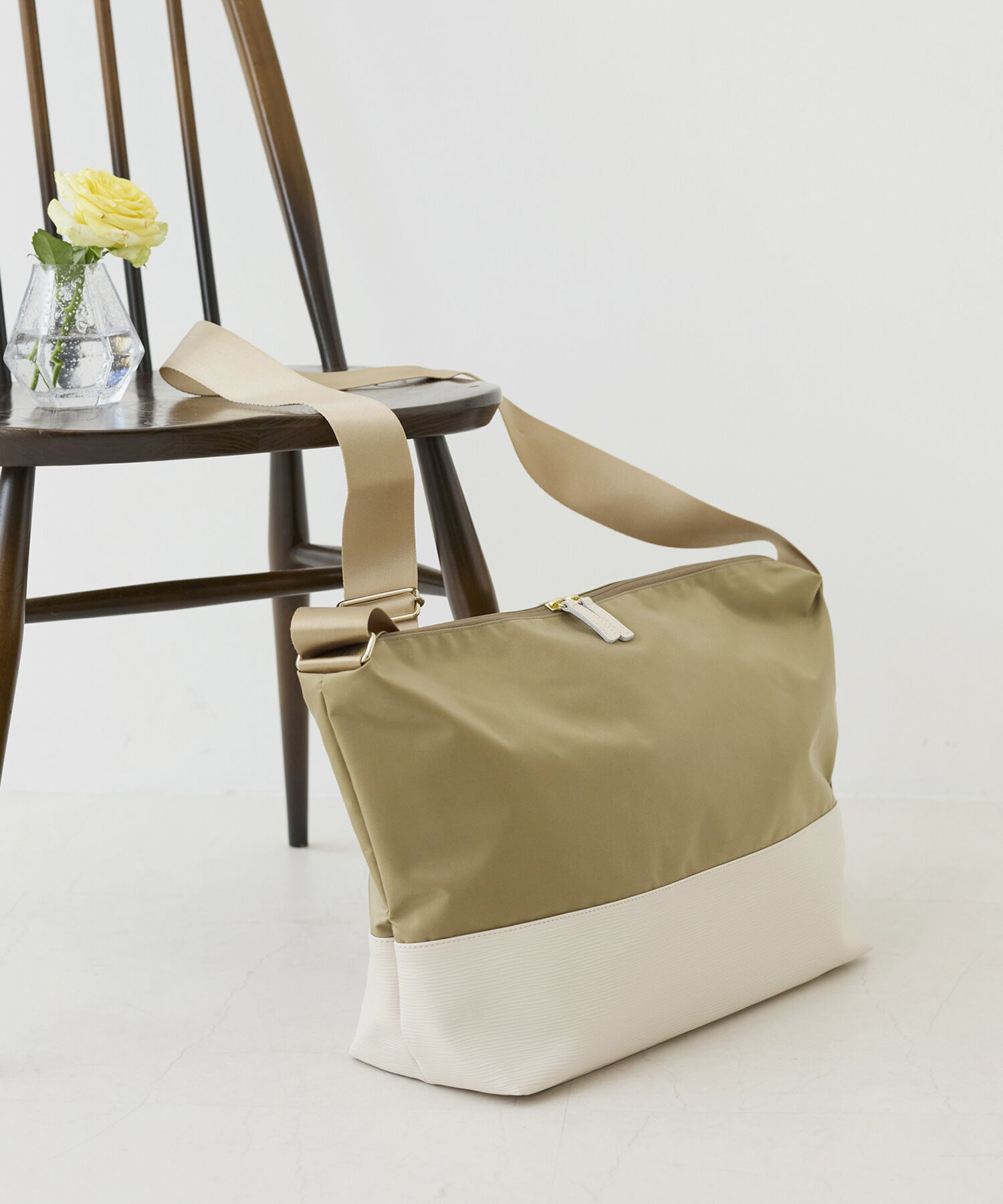 TOPKAPI BREATH「【Breath TOPKAPI】RIPPLE リプル エコナイロン コンビ ビッグ ショルダー バッグ」|ショルダー・メッセンジャー|ベージュ