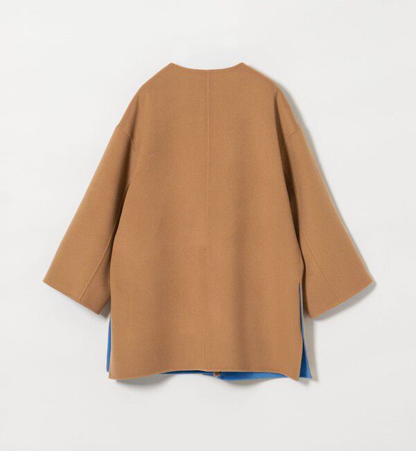 UNITED ARROWS「バイカラー リバー ミドルコート」|ノーカラーコート|