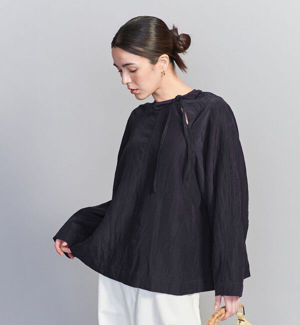 BEAUTY&YOUTH UNITED ARROWS「キュプラ リボンタイノーカラーブラウス」|シャツ・ブラウス|NAVY