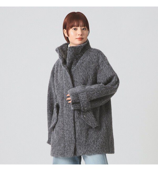 Ray BEAMS 「シャギースタンド カラー ハーフ コート」|その他|GREY