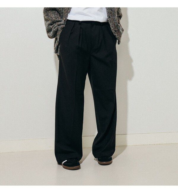 BEAMS「2プリーツ ワイド スラックス」|チノ|