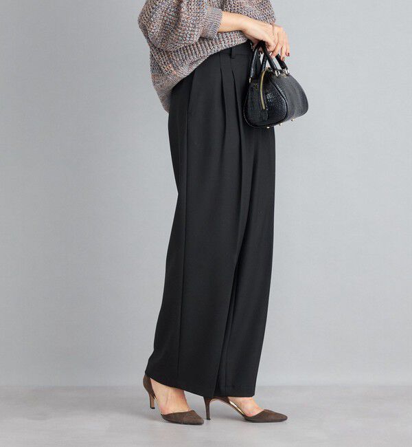 SHIPS for women「〈手洗い可能〉2タックワイドパンツ◇」|その他|ブラック
