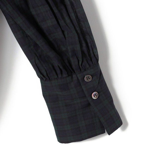 SHIPS for women「〈手洗い可能〉フリルカラー シアー チェック ブラウス」|シャツ・ブラウス|