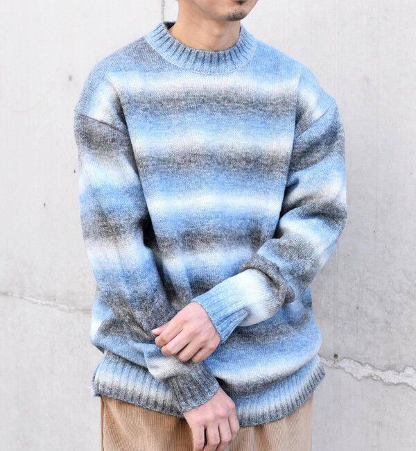 SHIPS any「SHIPS any: 〈手洗い可能〉ランダム グラデーション カラー クルーネック ニット◇」|ニット・セーター|