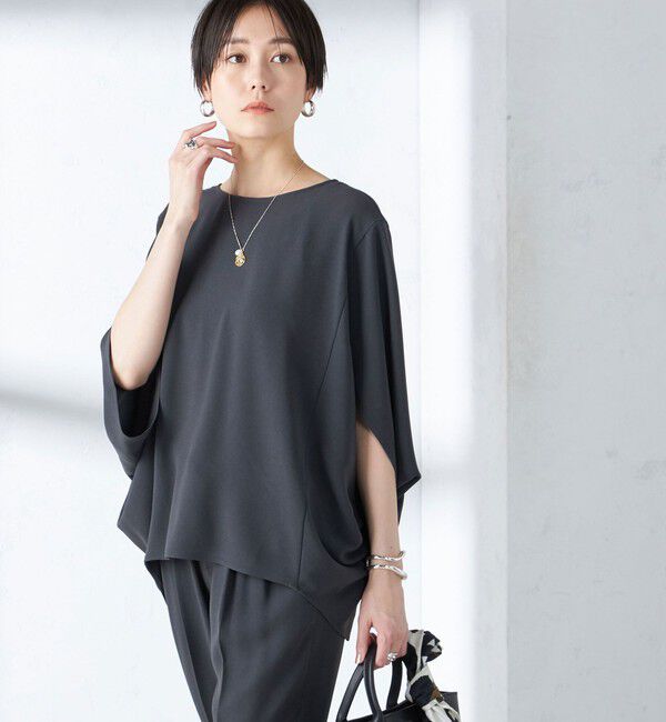 SHIPS for women「〈接触冷感 / 手洗い可能〉アセテート混 バック サテン ドルマン ブラウス」|シャツ・ブラウス|ダークグレー