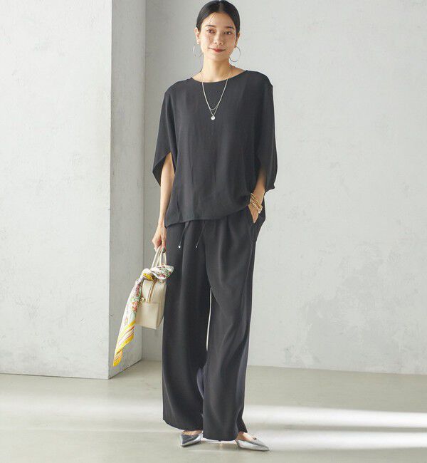 SHIPS for women「〈接触冷感 / 手洗い可能〉アセテート混 バック サテン ドルマン ブラウス」|シャツ・ブラウス|