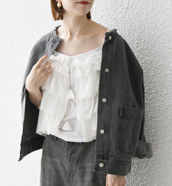 SHIPS any「SHIPS any:〈手洗い可能〉チュール ティアード 2WAY キャミソール」|キャミソール|