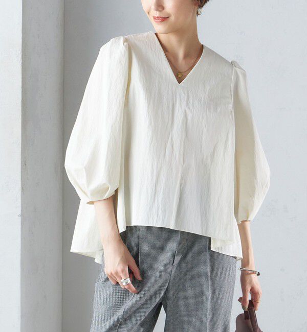 SHIPS for women「〈手洗い可能〉綿 ナイロン バック リボン ブラウス」|シャツ・ブラウス|オフホワイト