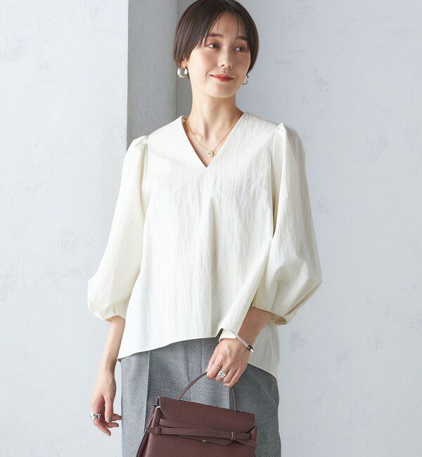 SHIPS for women「〈手洗い可能〉綿 ナイロン バック リボン ブラウス」|シャツ・ブラウス|