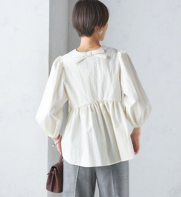 SHIPS for women「〈手洗い可能〉綿 ナイロン バック リボン ブラウス」|シャツ・ブラウス|