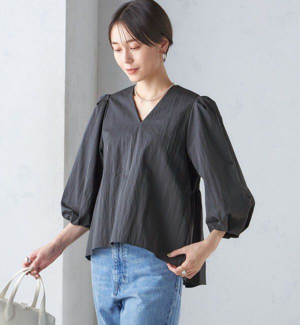 SHIPS for women「〈手洗い可能〉綿 ナイロン バック リボン ブラウス」|シャツ・ブラウス|