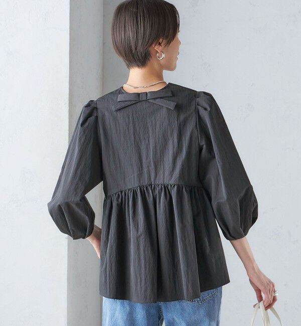 SHIPS for women「〈手洗い可能〉綿 ナイロン バック リボン ブラウス」|シャツ・ブラウス|