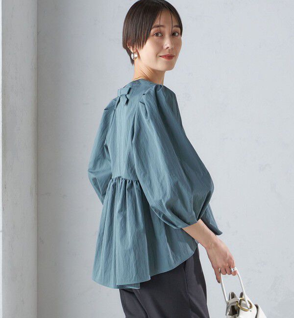 SHIPS for women「〈手洗い可能〉綿 ナイロン バック リボン ブラウス」|シャツ・ブラウス|