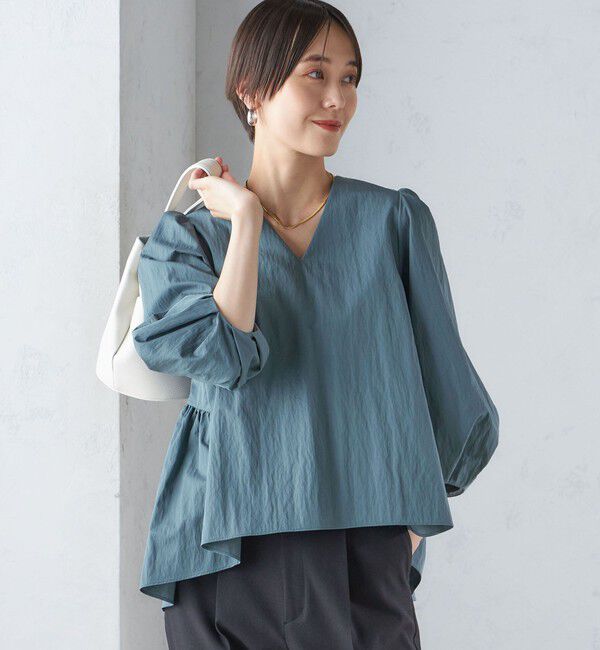 SHIPS for women「〈手洗い可能〉綿 ナイロン バック リボン ブラウス」|シャツ・ブラウス|