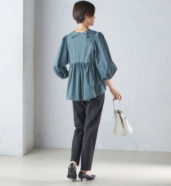 SHIPS for women「〈手洗い可能〉綿 ナイロン バック リボン ブラウス」|シャツ・ブラウス|