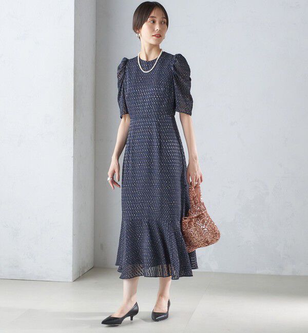 SHIPS for women「troisiemeCHACO:カット ジャカード ワンピース（セレモニー対応可）」|ワンピース|
