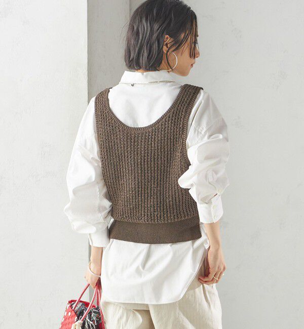 SHIPS for women「〈手洗い可能〉ペーパー ポリエステル ノースリーブ プルオーバー」|ベスト・ジレ|