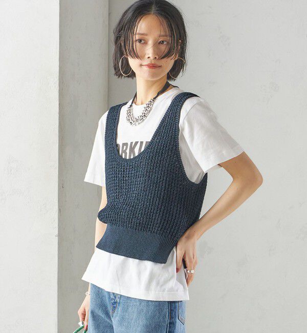 SHIPS for women「〈手洗い可能〉ペーパー ポリエステル ノースリーブ プルオーバー」|ベスト・ジレ|