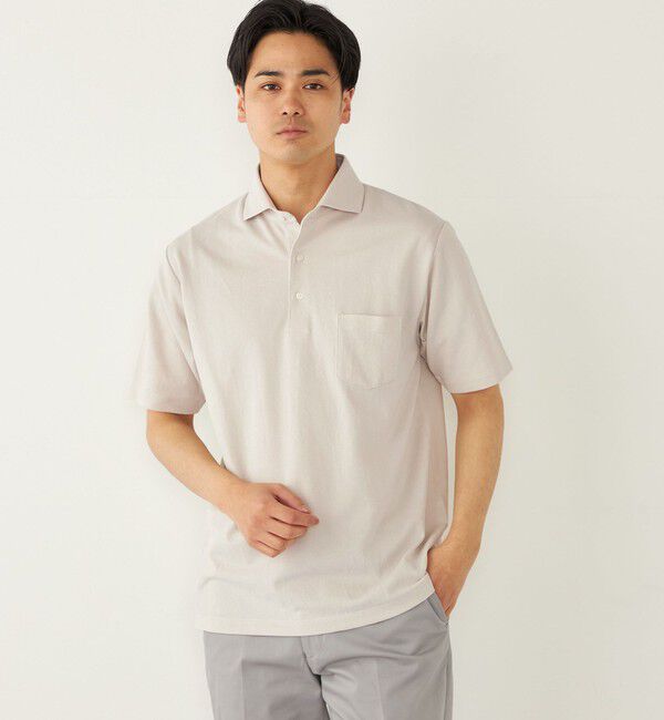 SHIPS Colors 「SHIPS Colors:〈吸水速乾〉カノコ ワイドカラー ポロシャツ」|ポロシャツ|ベージュ
