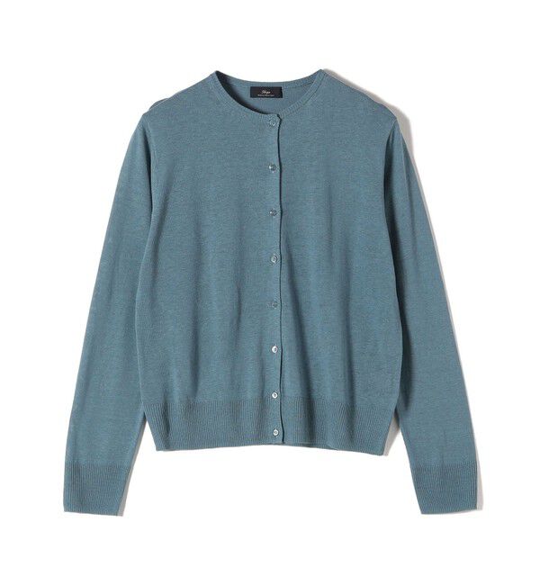 SHIPS for women「SHIPS Primary Navy Label:シルク リネン ハイ ボタン カーディガン」|カーディガン|ブルー