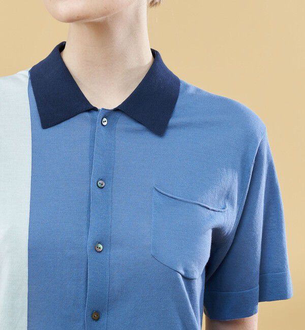 GALERIE VIE「クレープコットンカラーコンビ シャツカーディガン」|ニット・セーター|