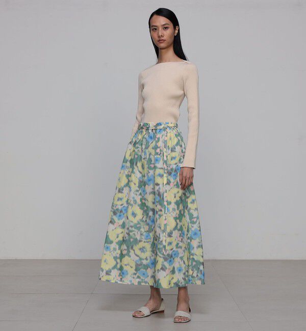 Ballsey「ブルードフラワージャカード ギャザースカート」|フレア|