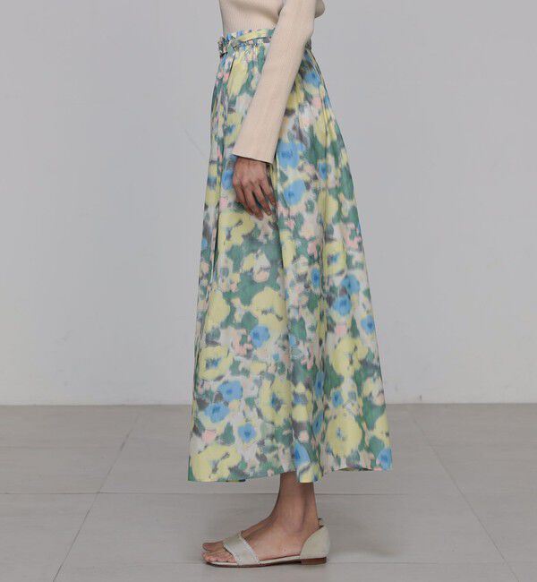 Ballsey「ブルードフラワージャカード ギャザースカート」|フレア|