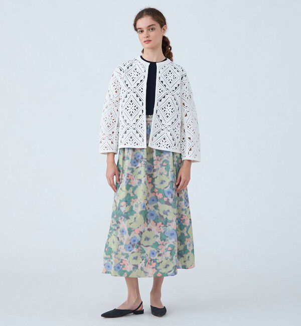 Ballsey「ダイヤモチーフエンブロイダリー クルーネックジャケット」|ノーカラージャケット|