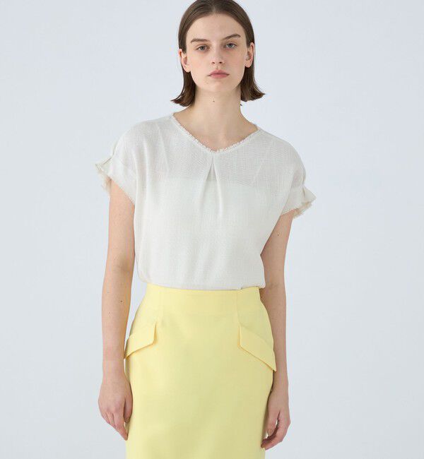 Ballsey「ポリエステルレーヨンカラミ タックスリーブブラウス」|シャツ・ブラウス|