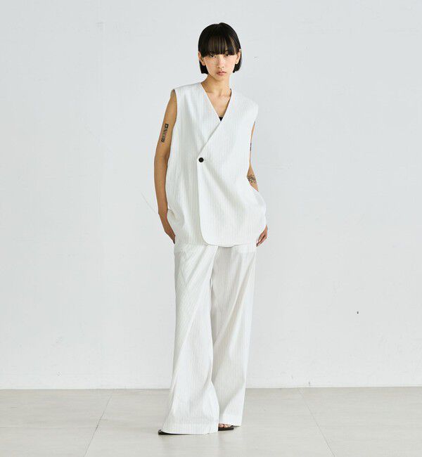 Edition「リネンストレッチ Vネックジレ」|ベスト・ジレ|